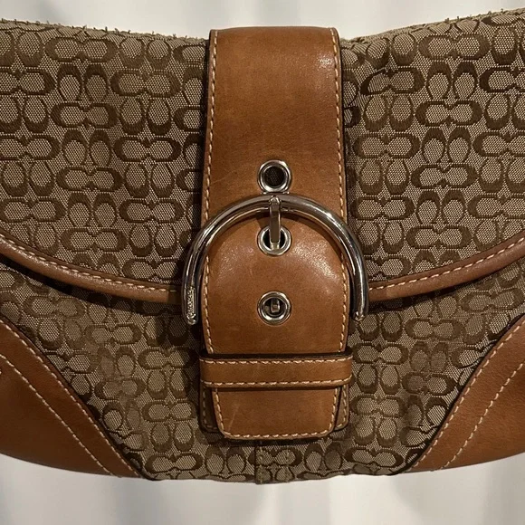 Coach 6818 Vintage Soho British Tan Leather & Signature C Canvas Bag RARE - Picture 5 of 10